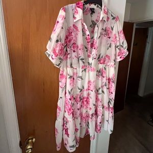 Pink green and white spring dress.